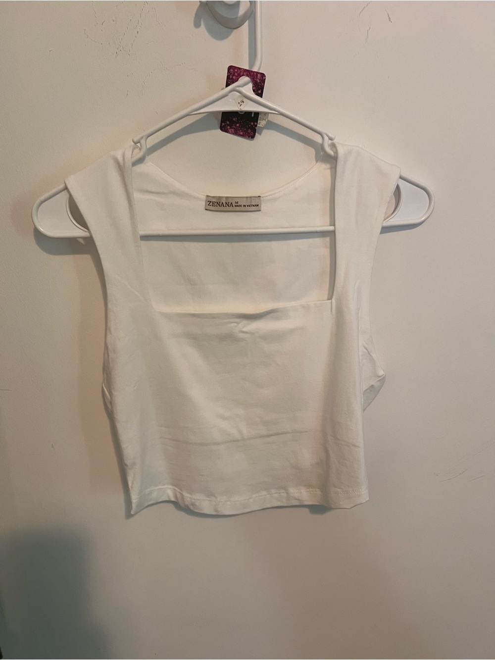Zenana Outfitters White Square Neck Tank